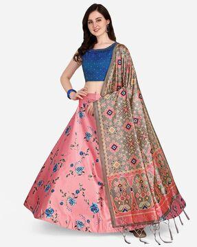 floral print flared lehenga choli set with dupatta