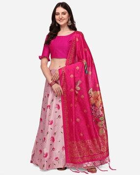 floral print flared lehenga choli set with dupatta