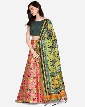 floral print flared lehenga choli set with dupatta