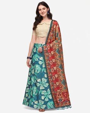 floral print flared lehenga choli set with dupatta