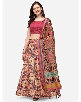 floral print flared lehenga choli set with dupatta