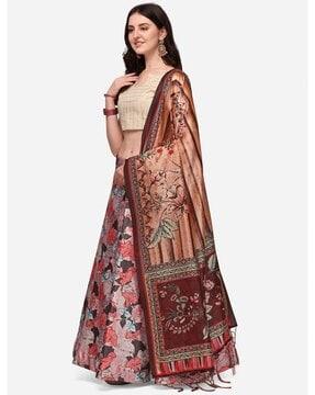 floral print flared lehenga choli set with dupatta