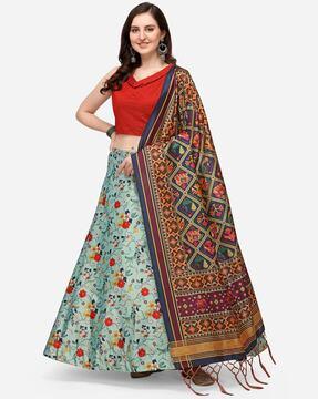 floral print flared lehenga choli set with dupatta