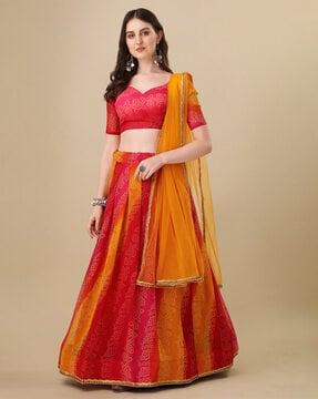 floral print flared lehenga choli set