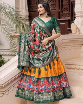 floral print flared lehenga choli set