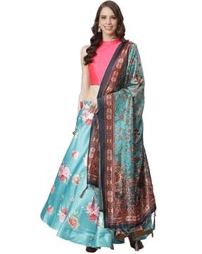 floral print flared lehenga choli with dupatta