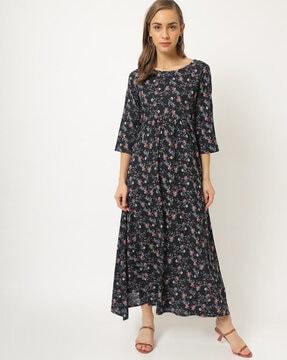 floral print flared maxi dress