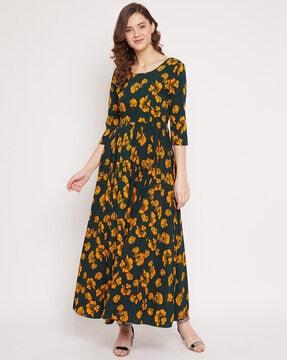 floral print flared maxi dress