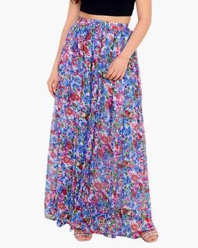 floral print flared maxi skirt