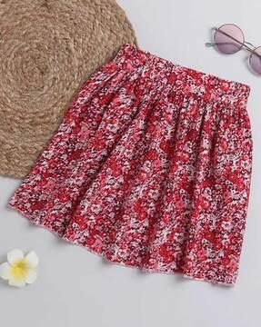 floral print flared skirt with elasticated waist