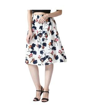 floral print flared skirt with elasticated waist