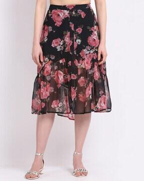 floral print flared skirt