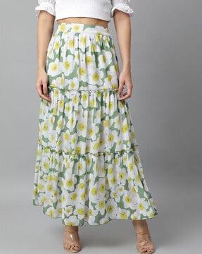 floral print flared skirt