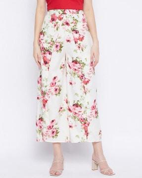 floral print flared trousers