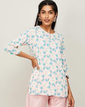 floral print flared tunic