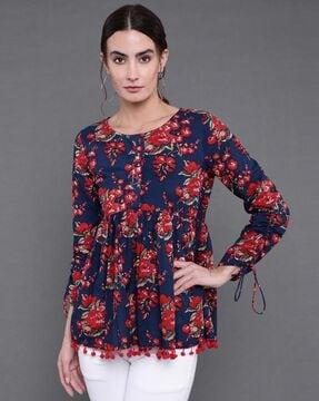 floral print flared tunic