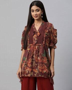 floral print flared tunic