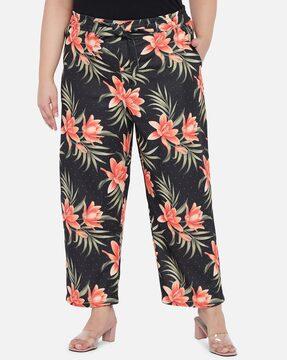 floral print flat-front pants