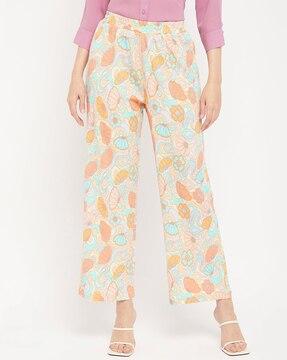 floral print flat-front pants