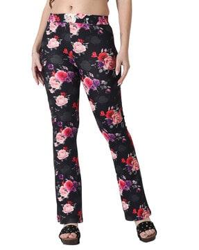 floral print flat-front pants