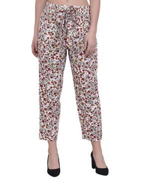 floral print flat-front pants