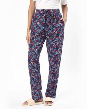 floral print flat front straight fit pants