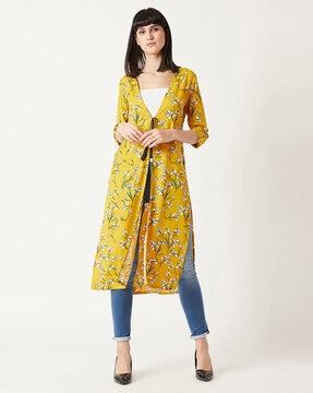 floral print front-open jacket