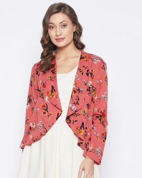 floral print front-open shrug