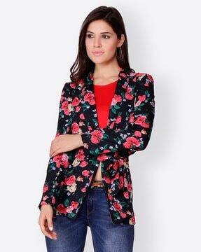 floral print front-open shrug