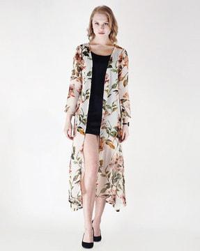 floral print front-open shrug