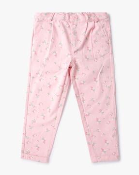 floral print front-pleat pants