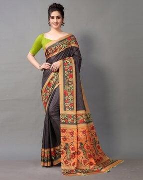 floral print georgette saree with blouse piece