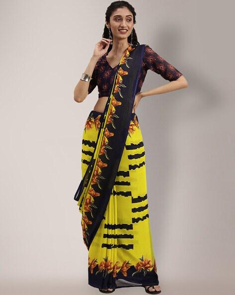 floral print georgette saree