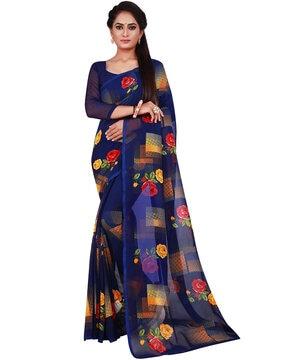 floral print georgette saree