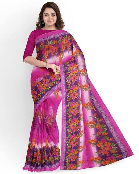 floral print georgette saree