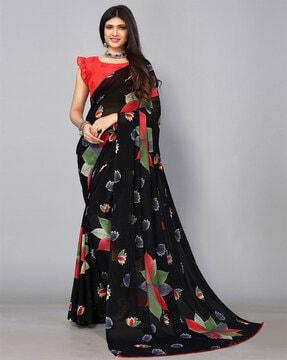 floral print georgette saree