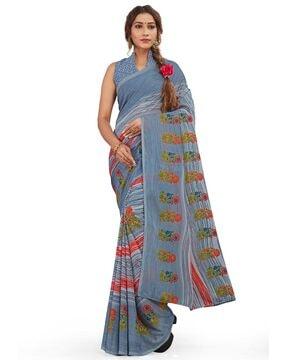 floral print georgette saree