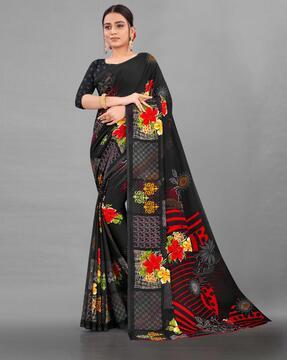 floral print georgette saree