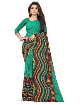 floral print georgette saree