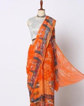 floral print georgette saree