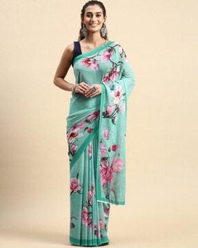 floral print georgette saree