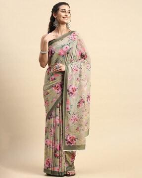 floral print georgette saree