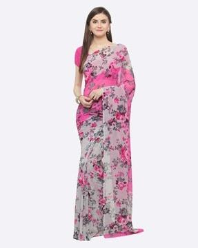 floral print georgette saree