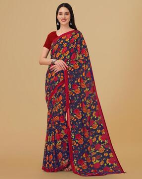 floral print georgette saree