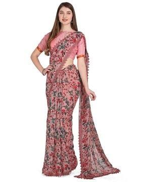 floral print georgette saree