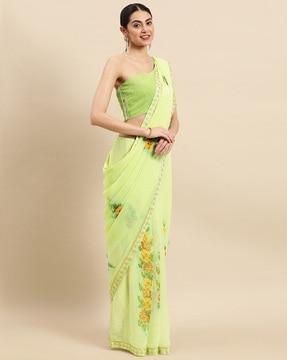 floral print georgette saree