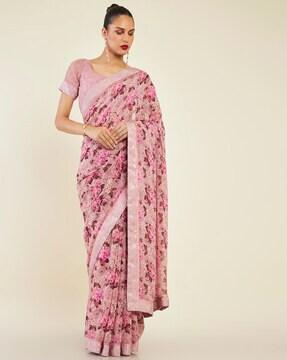 floral print georgette saree