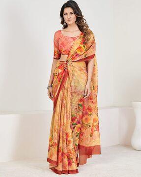 floral print georgette saree