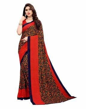 floral print georgette saree