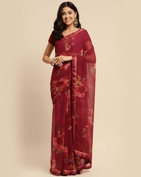 floral print georgette saree